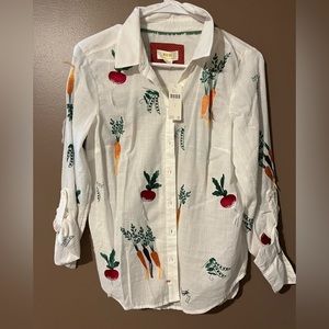 Maeve by Anthropologie Embroidered Veggie Top Size US 6 NWT